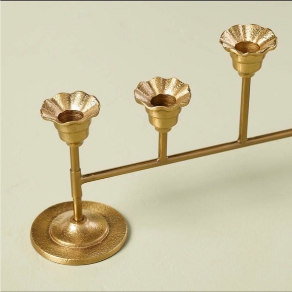Antiqued Metal Taper Ruffled Candelabra Brass Finish - Hearth & Hand - Picture 2 of 11